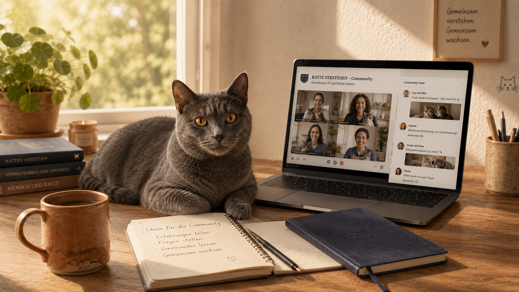 Katze mit Büchern – KATZE VERSTEHEN Community